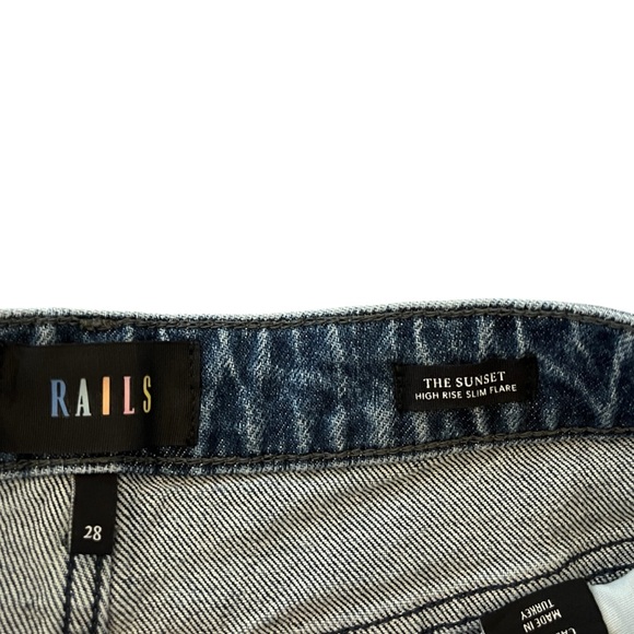 Rails The Sunset High Rise Slim Mini Flare Split Hem Jeans Collegiate Navy Wash - Picture 4 of 6